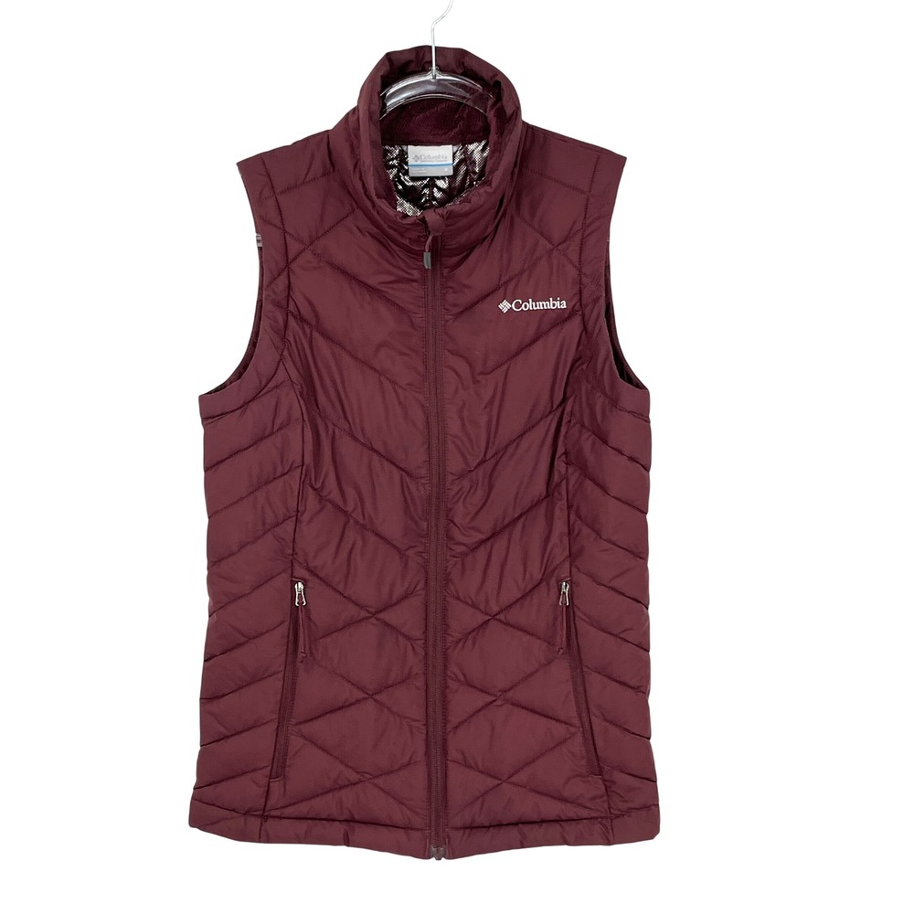 Columbia Womens Heavenly Vest S Burgundy Omni Heat Quilted Puffer Insulated